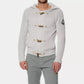 Beige Hooded Knit Cardigan with Logo Detail