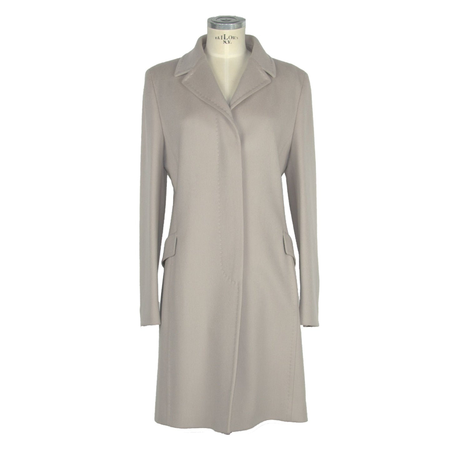 Elegant Beige Wool Martingale Coat