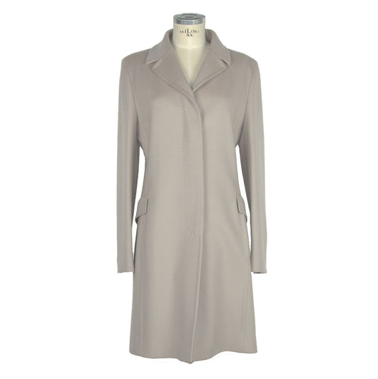 Elegant Beige Wool Martingale Coat