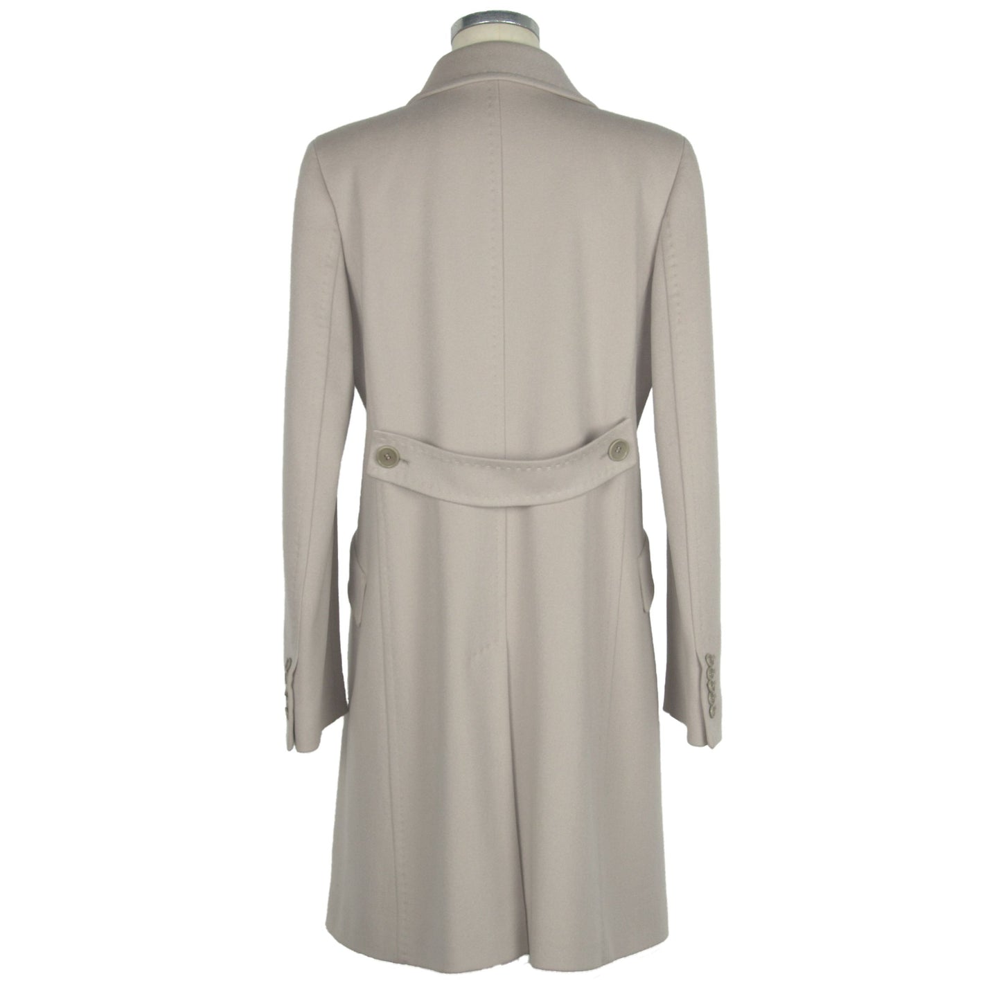 Elegant Beige Wool Martingale Coat