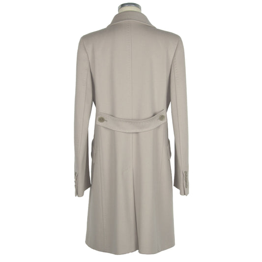 Elegant Beige Wool Martingale Coat