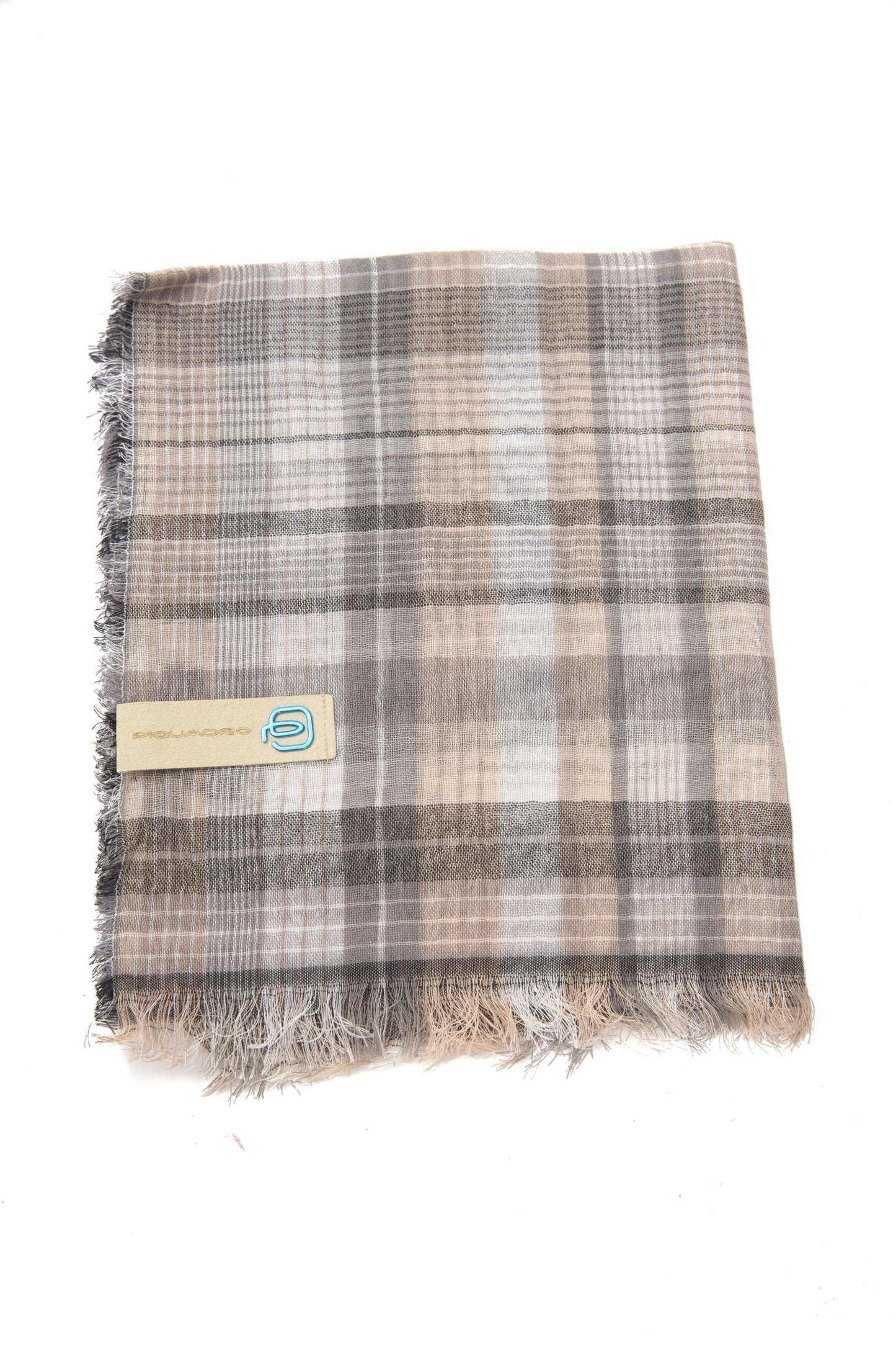 Beige Hand-Embroidered Cotton Scarf