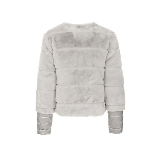 Elegant Gray Faux Fur Outerwear