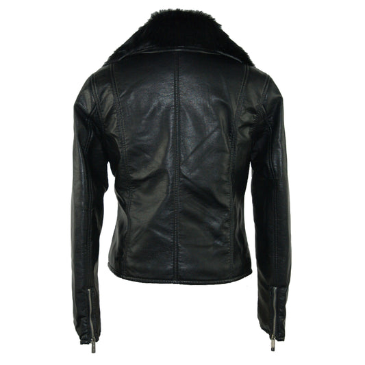 Chic Faux Leather Outerwear in Black