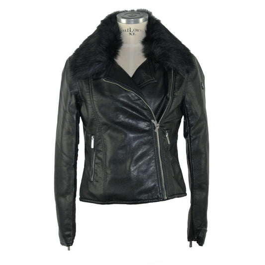 Chic Faux Leather Outerwear in Black