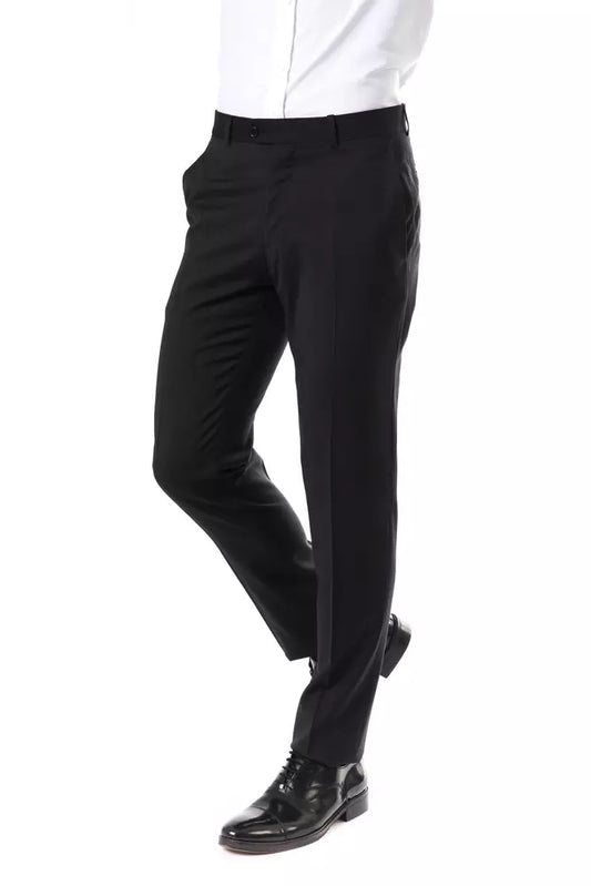 Elegant Gray Woolen Suit Pants