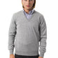 Embroidered Wool V-Neck Sweater - Elegant Gray