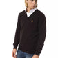 Embroidered V-Neck Merino Wool Sweater