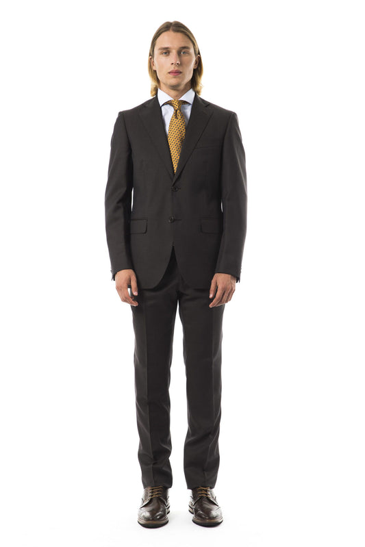 Elegant Slim Fit Wool Suit in Gray