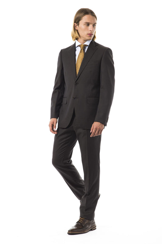 Elegant Slim Fit Wool Suit in Gray