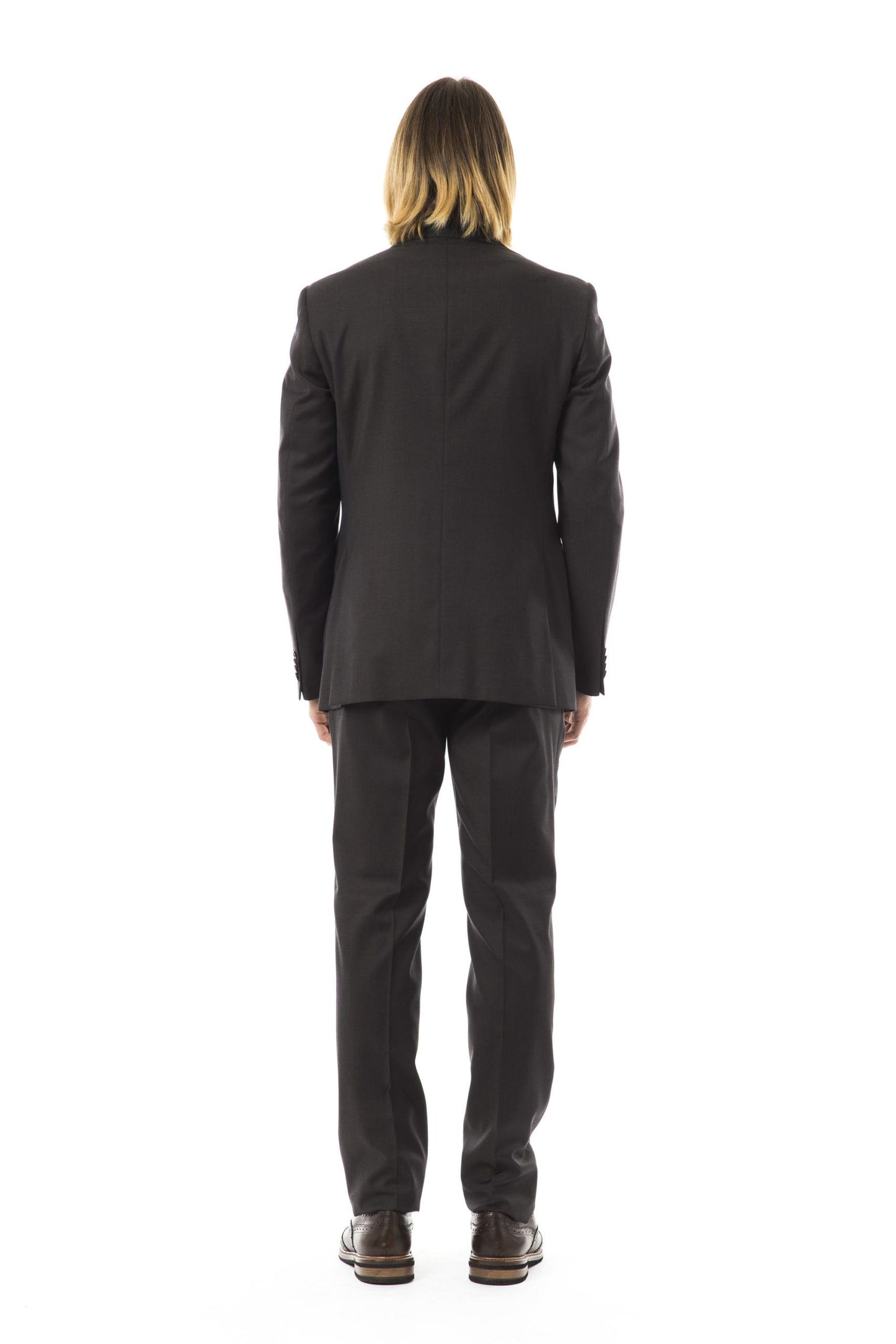 Elegant Slim Fit Wool Suit in Gray
