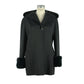 Elegant Black Virgin Wool Coat with Fox Fur