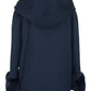 Elegant Blue Virgin Wool Coat with Natural Fox Fur