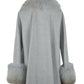 Elegant Gray Virgin Wool Coat with Fox Fur Trim