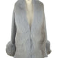 Elegant Gray Virgin Wool Coat with Fox Fur Trim