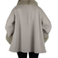 Elegant Beige Coat with Luxe Fox Fur Trim