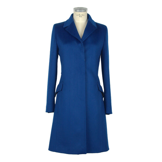 Elegant Virgin Wool Coat with Martingale Detail