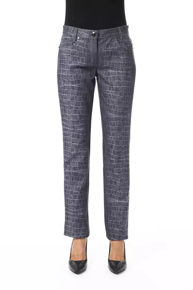 Chic Croc Print Trousers with Pockets