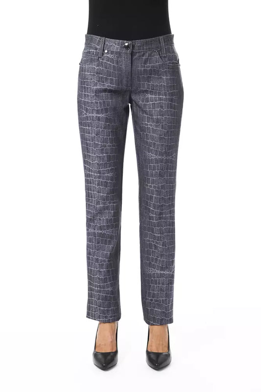 Chic Croc Print Trousers with Pockets