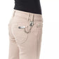 Elegant Beige Slim Fit Pants with Unique Chain Detail