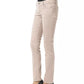 Elegant Beige Slim Fit Pants with Unique Chain Detail