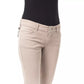 Elegant Beige Slim Fit Pants with Unique Chain Detail