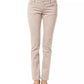 Elegant Beige Slim Fit Pants with Unique Chain Detail