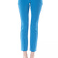 Chic Light Blue Skinny Pants with Zip Closure