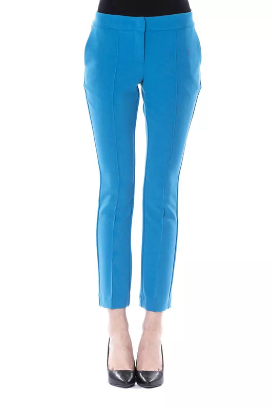 Chic Light Blue Skinny Pants with Zip Closure