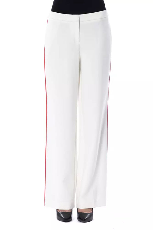 Elegant White Stripe-Detailed Trousers