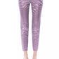 Elegant Purple Cotton-Silk Blend Pants