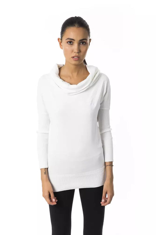 Elegant White Open Collar Pullover
