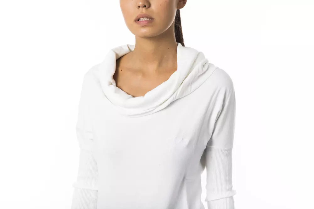 Elegant White Open Collar Pullover