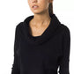 Elegant Open Collar Black Pullover for Women