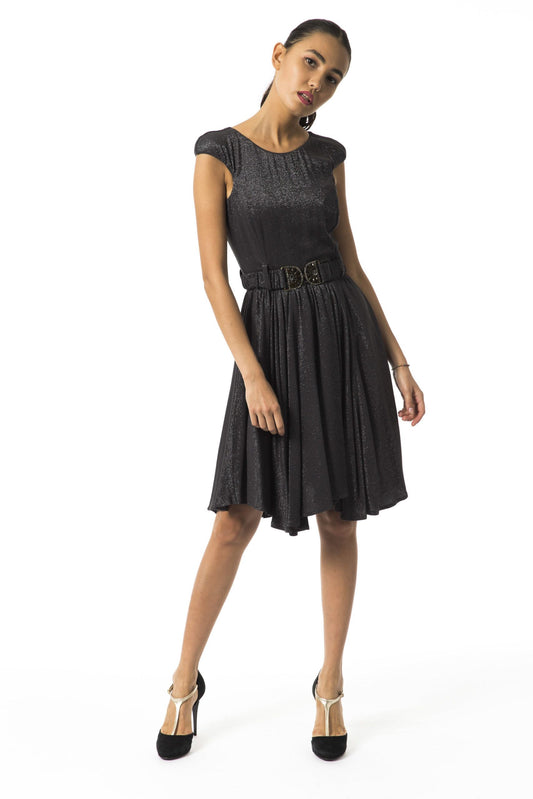 Chic Sleeveless Flared Dress with Belt