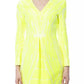 Chic Open V-Neck Print Dress with Long Sleeves