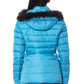 Chic Light Blue Puffer Jacket with Fur