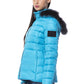Chic Light Blue Puffer Jacket with Fur