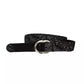 Elegant Black Textured Weave Leather Belt