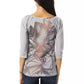 Chic Open Neck Long Sleeve Tee in Gray