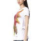 Elegant White Round Neck Tee with Chic Print