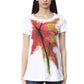 Elegant White Round Neck Tee with Chic Print