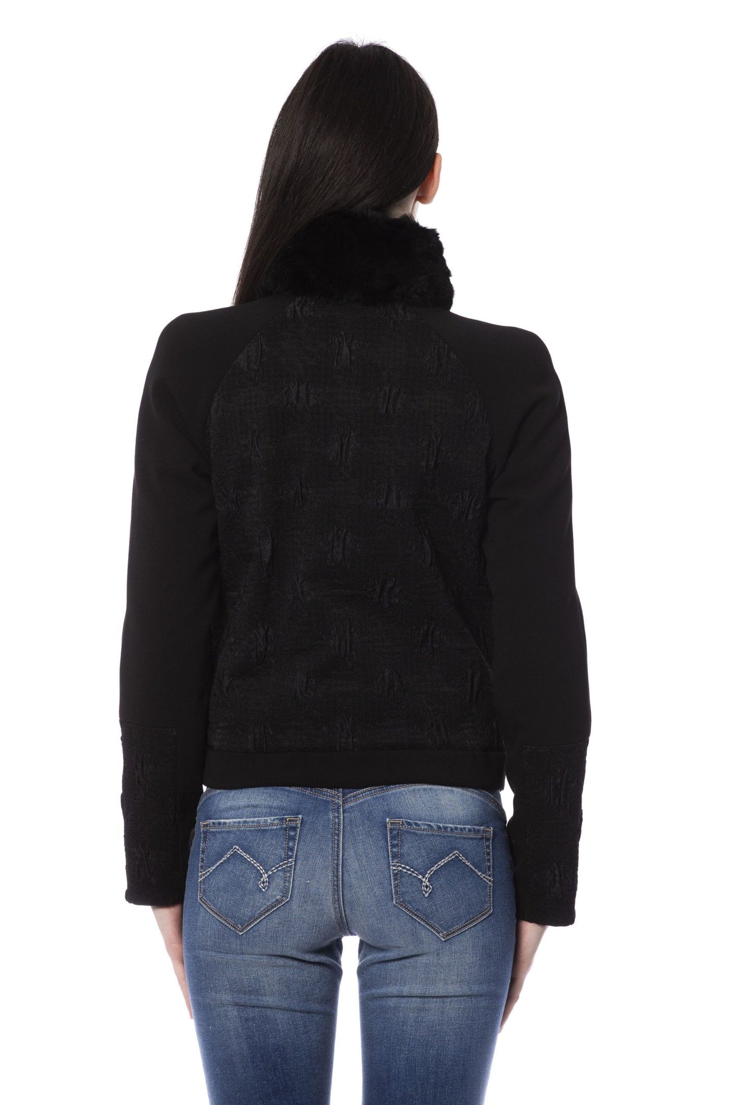 Chic High Collar Short Down Jacket in Black