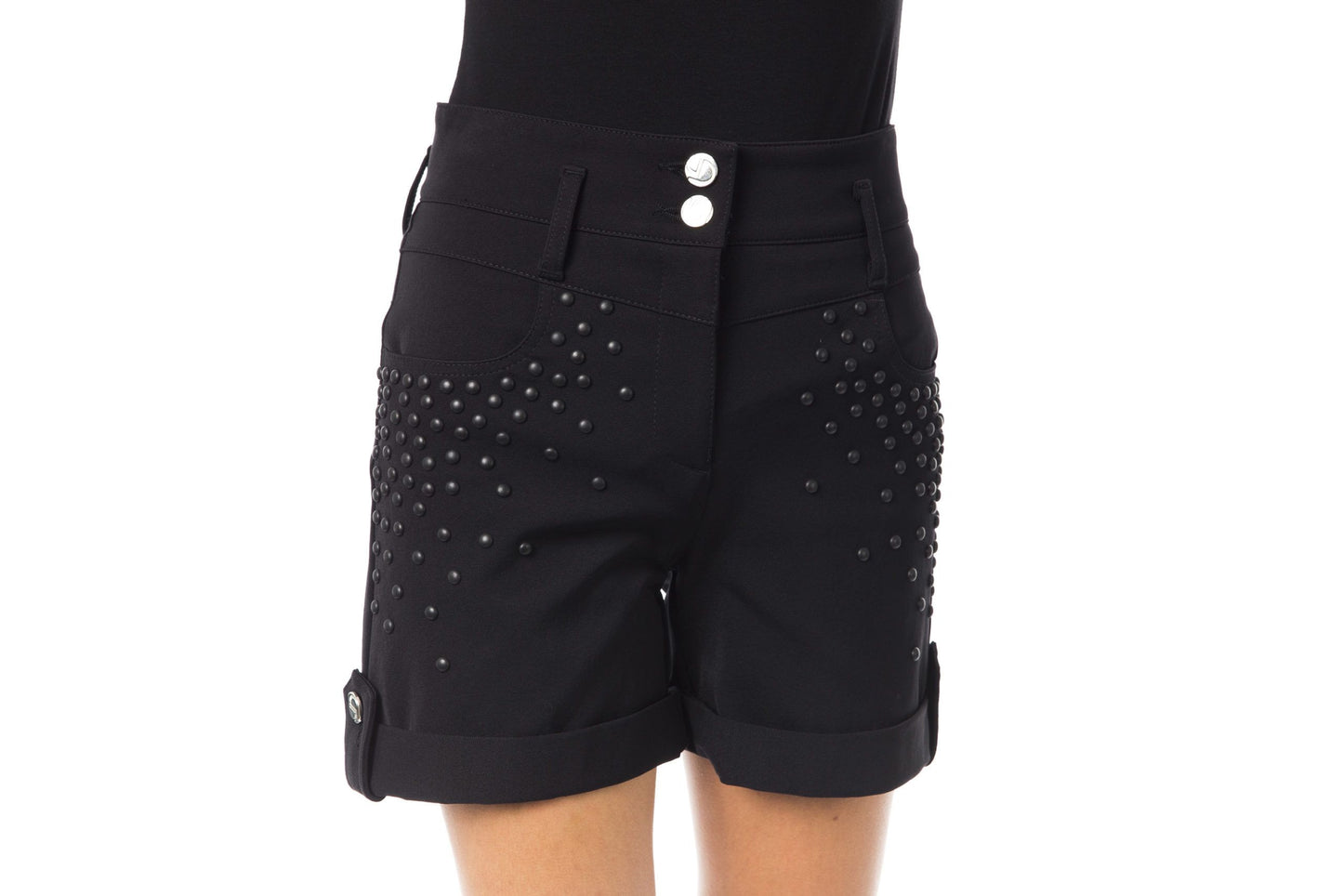 Chic Black Shorts with Elegant Appliques