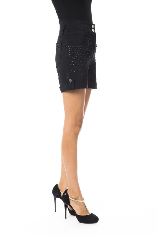Chic Black Shorts with Elegant Appliques