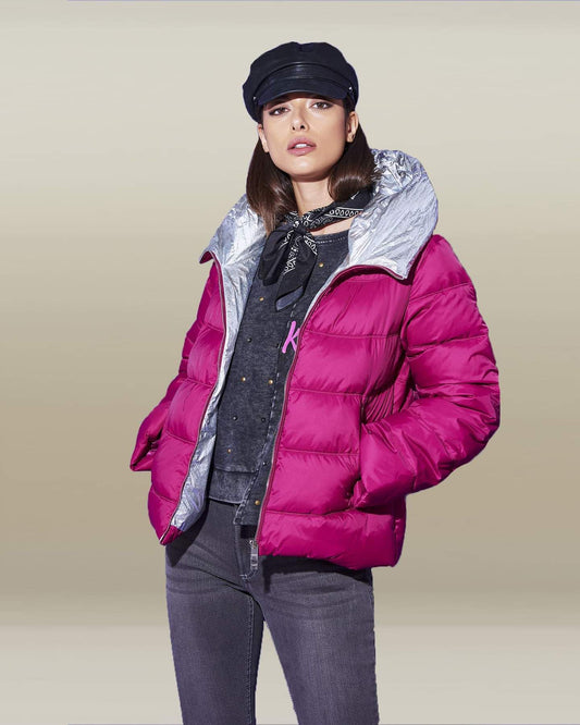 Elegant Raspberry Radiance Down Jacket