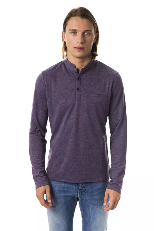 Violet Long Sleeve Polo With Chest Pocket