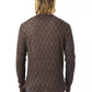 Classic V-Neck Patterned Sweater in Earthy Brown