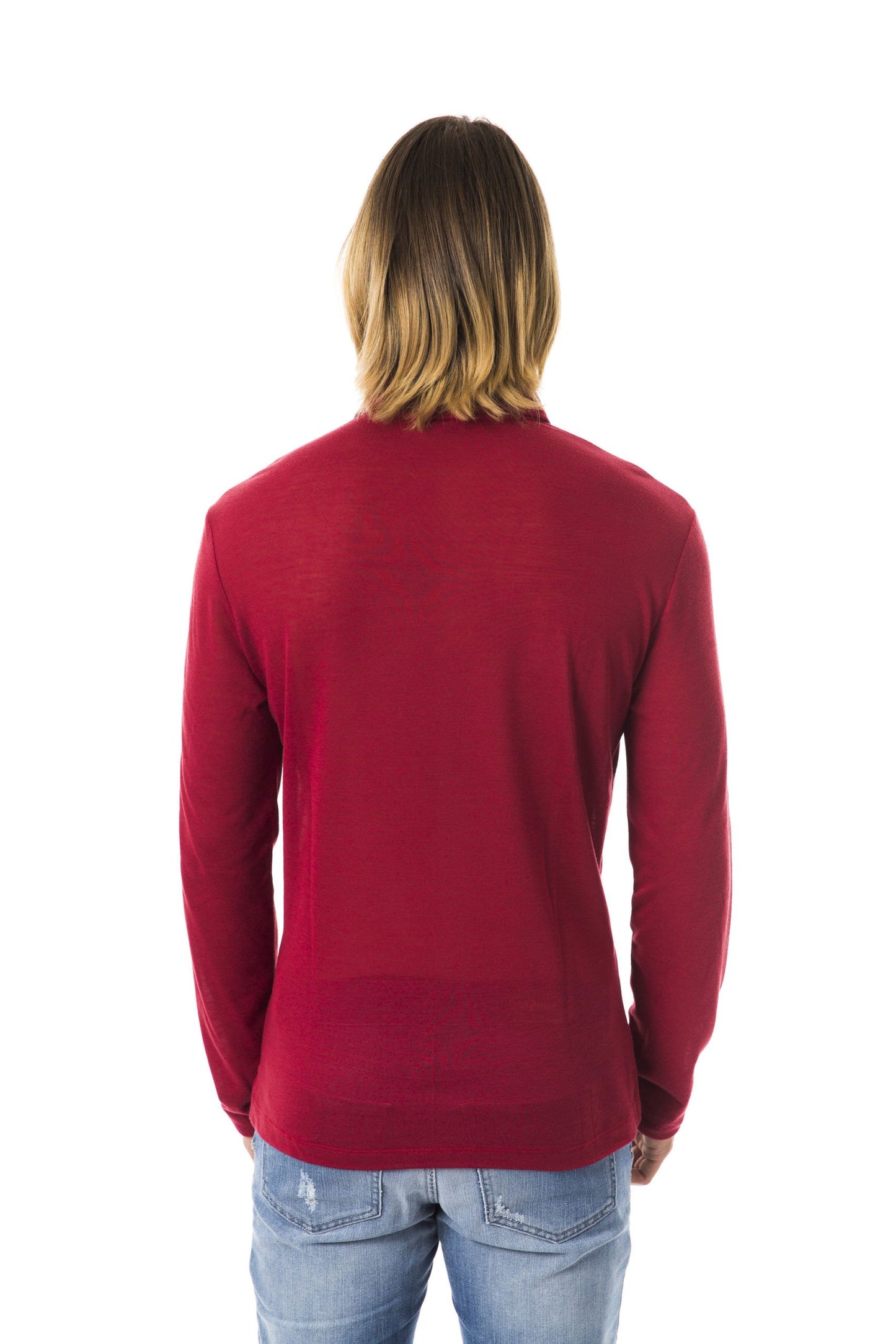 Elegant Long Sleeve Polo in Vibrant Red