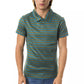 Green Striped Cotton Polo with Chest Embroidery